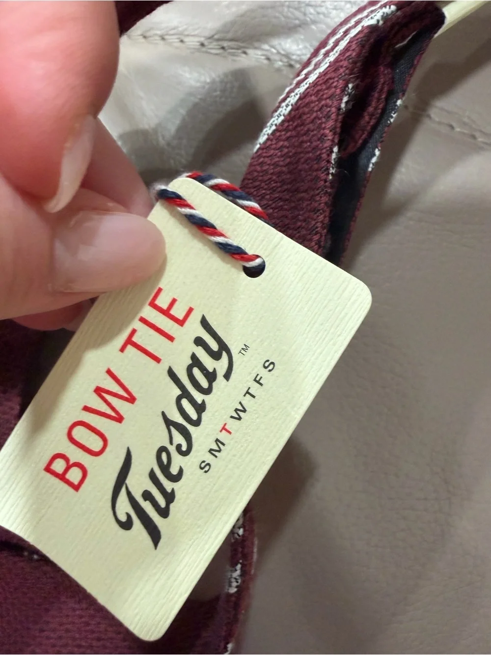 Bow Tie Tuesday Burgundy Stripe Bow Tie Wool Silk Blend NWT Preppy Classic